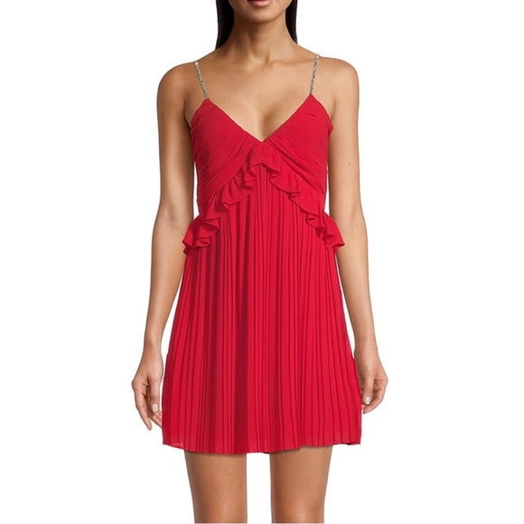 MICHAEL Michael Kors Glitter-Strap Pleated Mini Dress - Picture 1 of 15